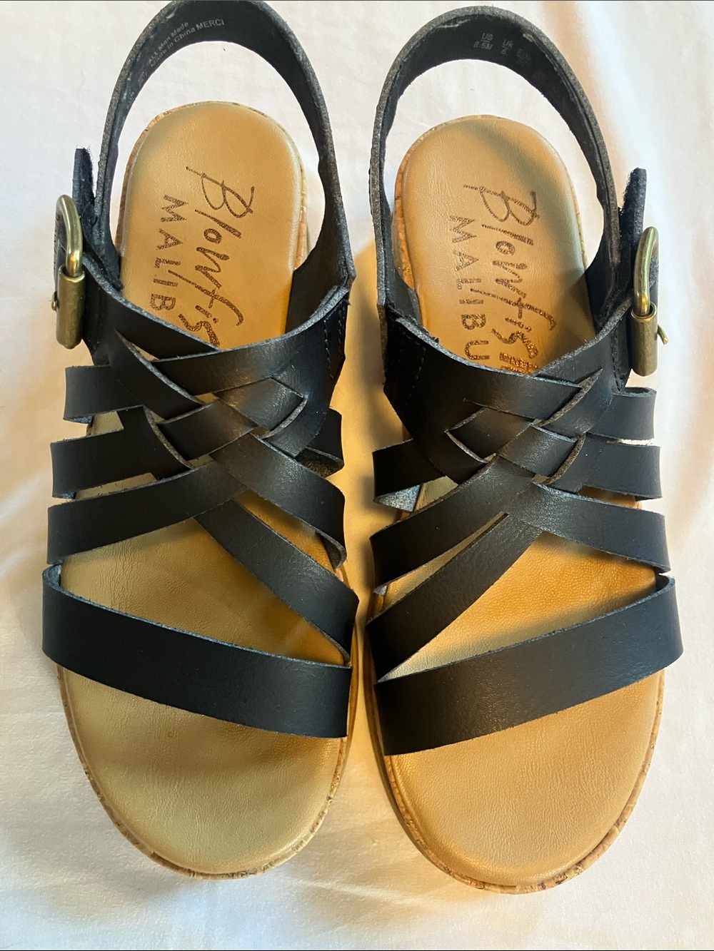 Blowfish Black Strappy Woven Slingback Sandals size 8.5